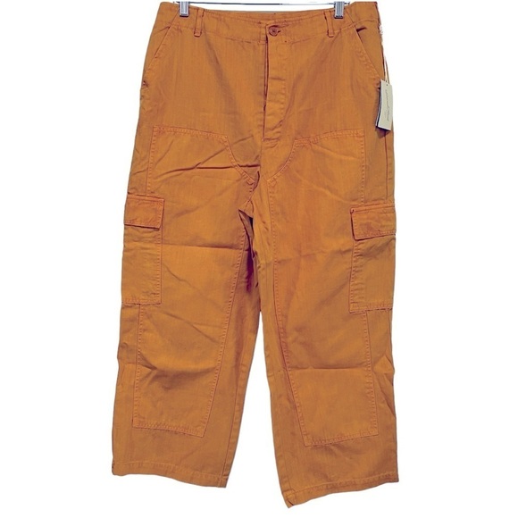 Universal Thread Pants - Women’s Button Fly Wide Leg Cargo Pants Universal Thread Yellow Size 14